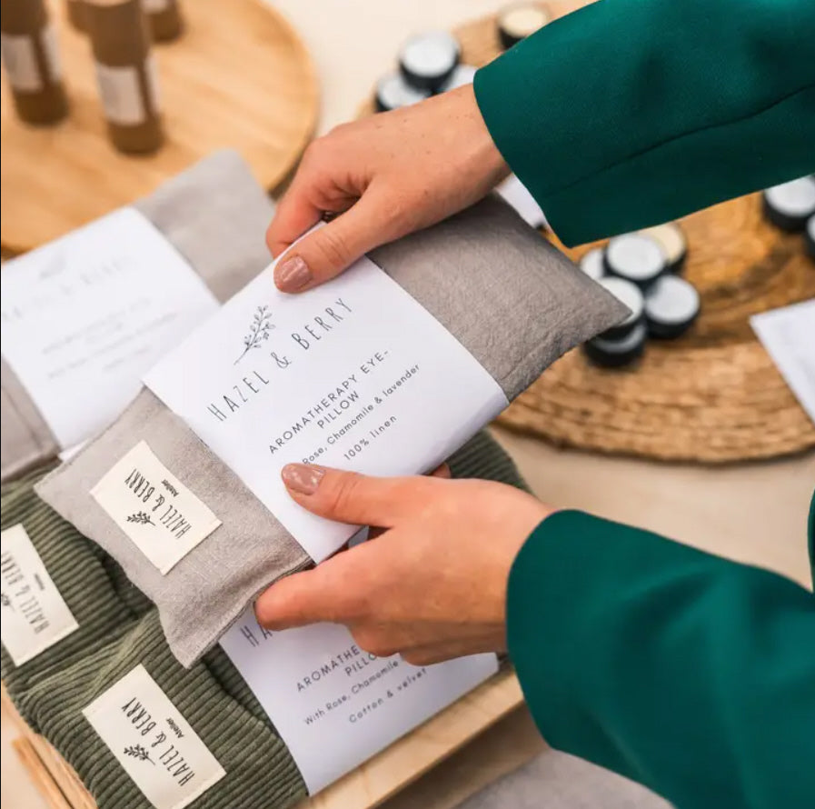 Aromatherapie-Augenmaske - Hellgrau 100% Leinen