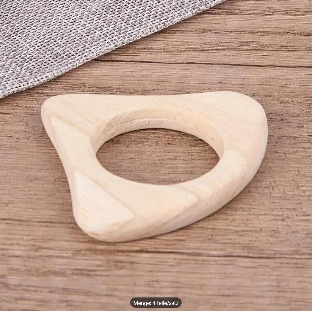 4-teiliges Baby-Rasselspielzeug aus Holz