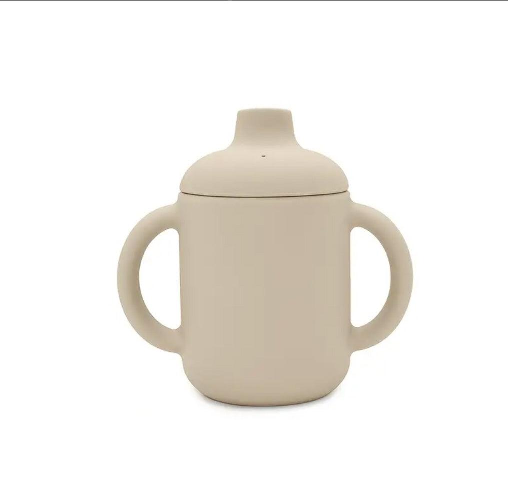 Silikon-Wasserbecher, Silikon-Schnabeltasse, sturzsicherer Trinkbecher mit Deckel und Griffen, BPA-frei (3 Farben)