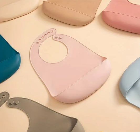 Baby Kleinkinder Silikon-Lätzchen mit Auffangschale - verschiedene Farben - wasserdicht weiches Material größenverstellbar BPA-frei